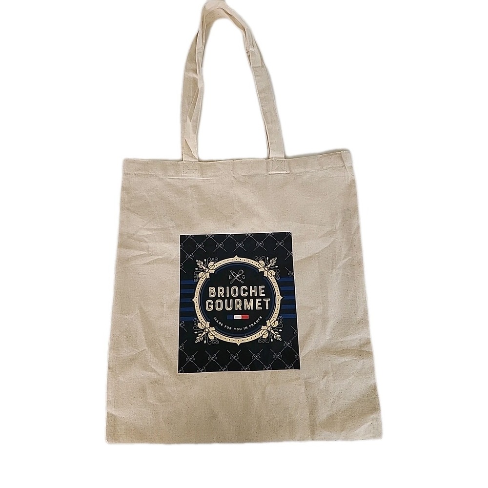 Brioche Gourmet French Flag Canvas Shopping Bag Made for You in France 14" X 16"